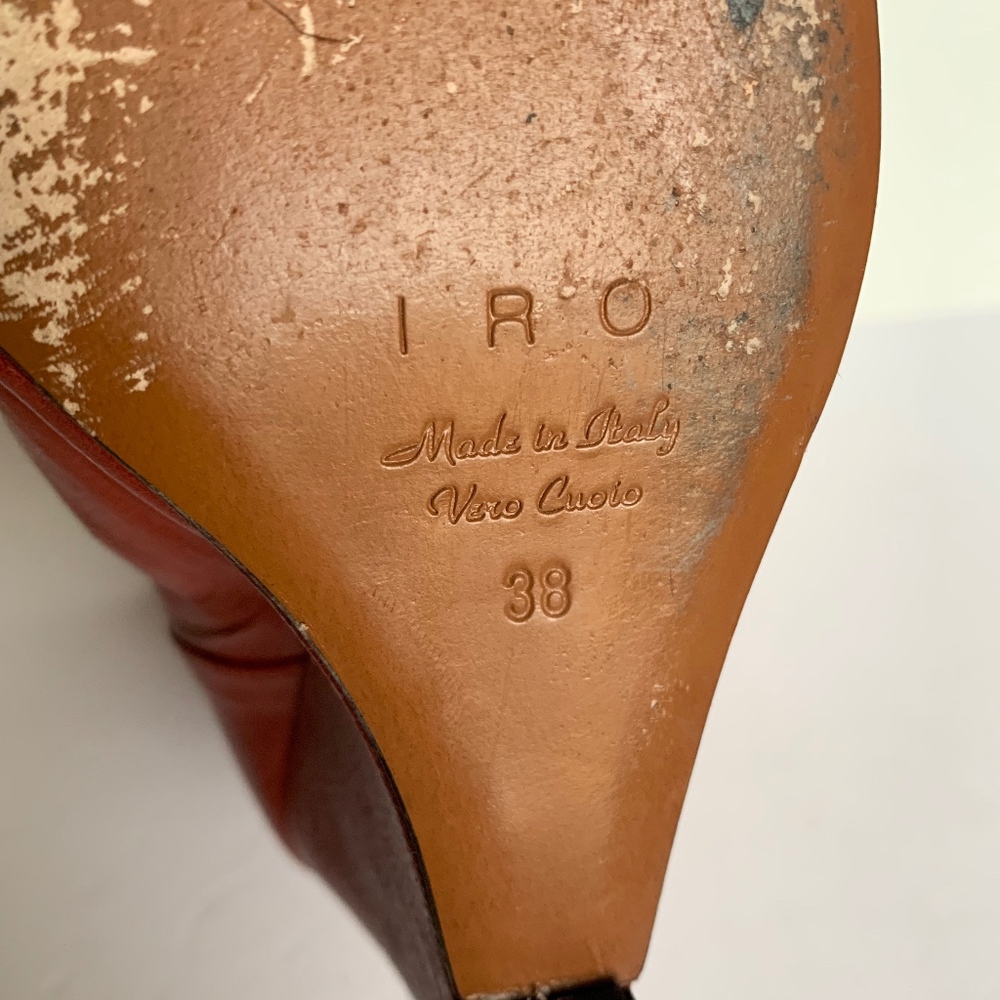 IRO Red Leather Round Toe Ankle Wedge Booties - 38 - Picture 6 of 7